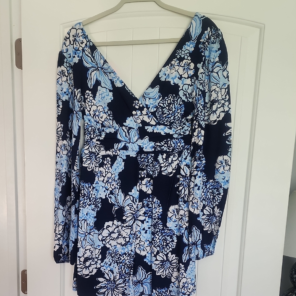 Lilly Pulitzer Blue and White Floral Romper - Picture 3 of 4